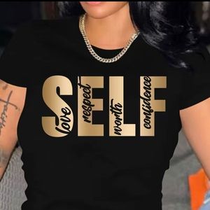 Letter Print Crew Neck T-Shirt, Casual Short Sleeve T-Shirt For Spring & Summer